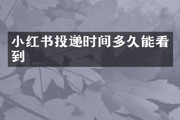 小红书投递时间多久能看到