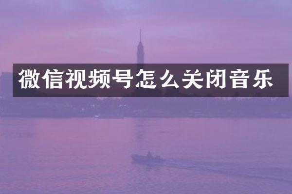 微信视频号怎么关闭音乐