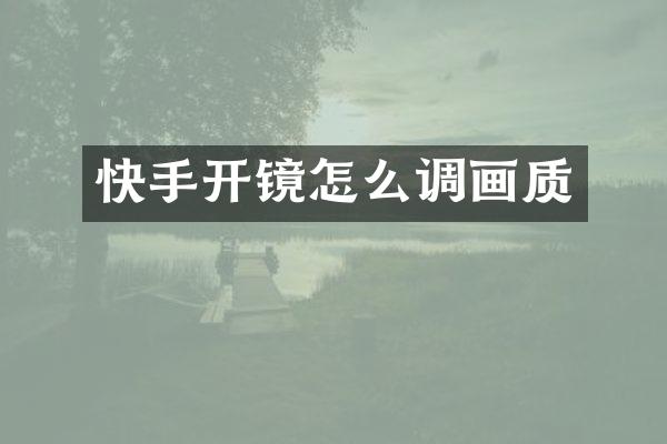 快手开镜怎么调画质