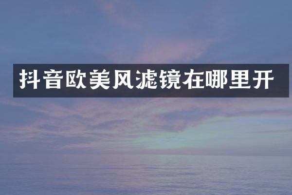 抖音欧美风滤镜在哪里开