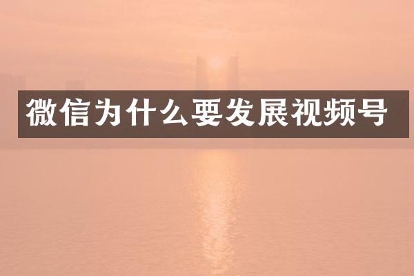 微信为什么要发展视频号