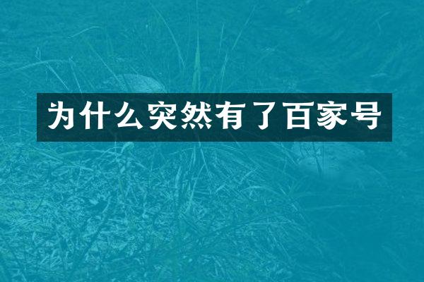 为什么突然有了百家号
