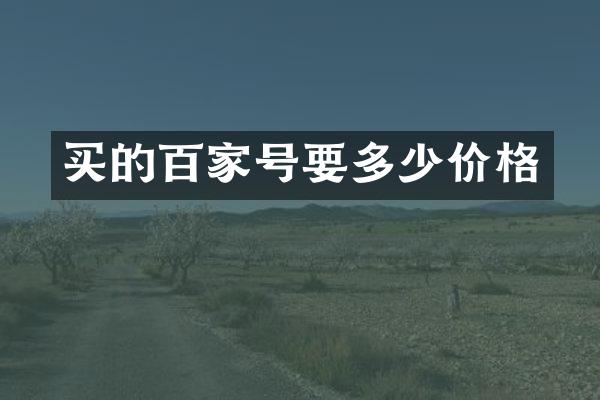 买的百家号要多少价格