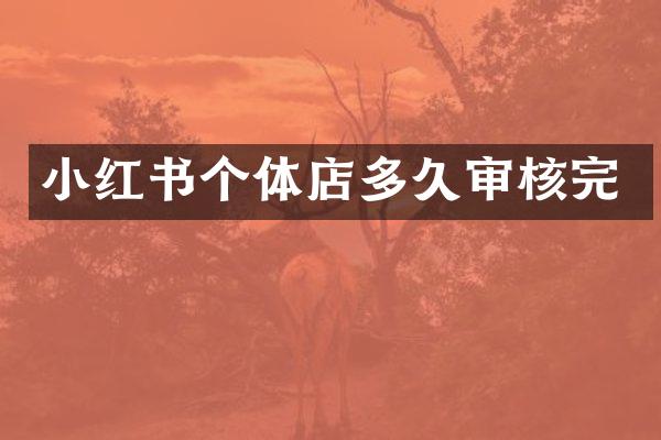 小红书个体店多久审核完