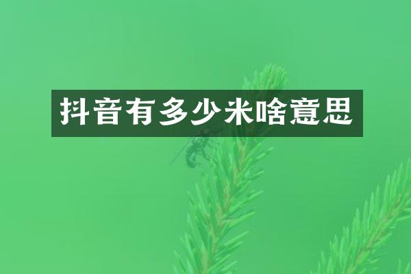 抖音有多少米啥意思