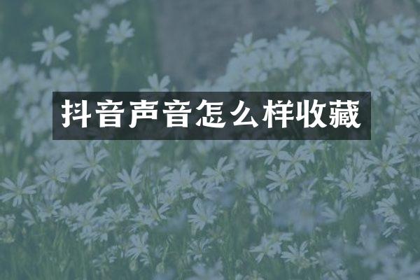 抖音声音怎么样收藏