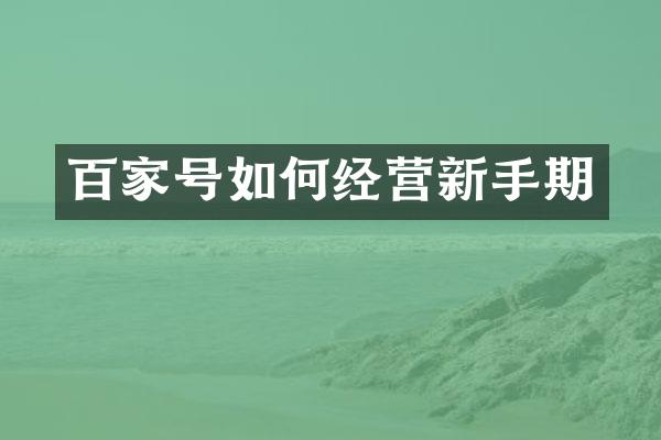 百家号如何经营新手期