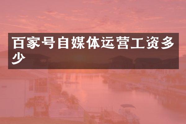 百家号自媒体运营工资多少