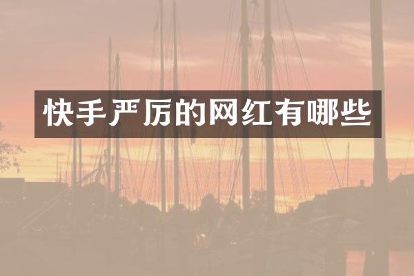 快手严厉的网红有哪些