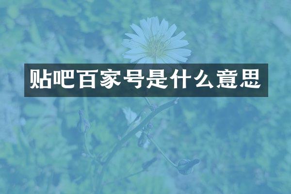 贴吧百家号是什么意思