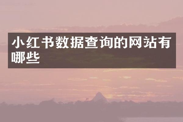 小红书数据查询的网站有哪些