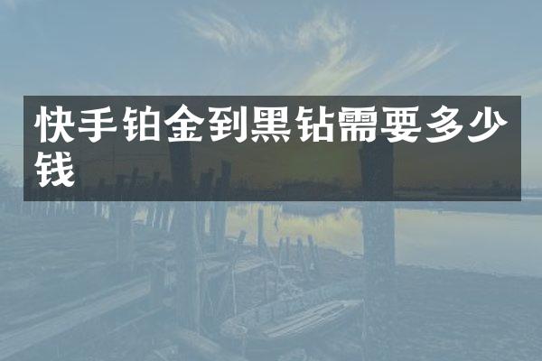 快手铂金到黑钻需要多少钱