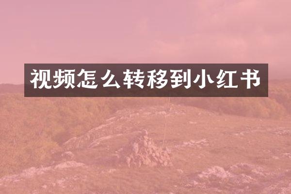 视频怎么转移到小红书