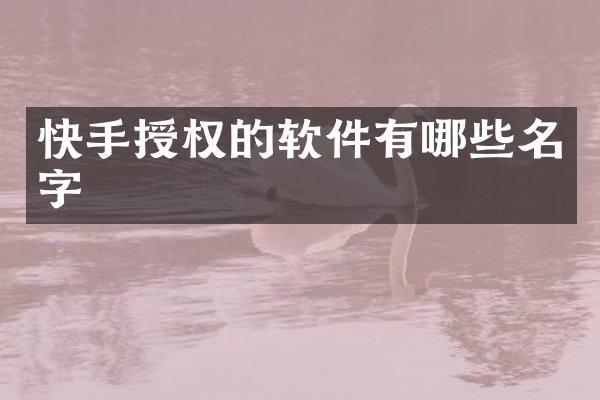 快手授权的软件有哪些名字