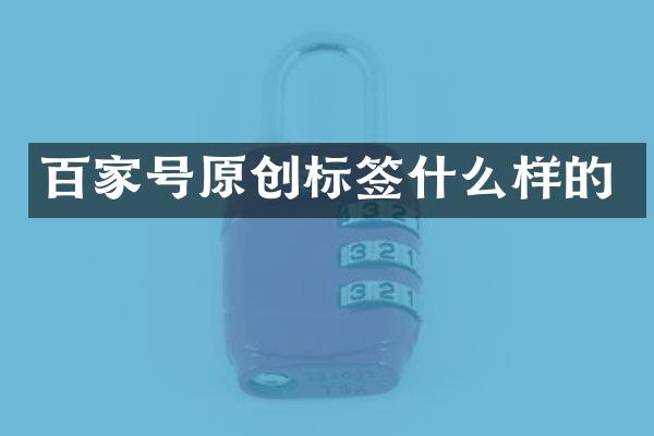 百家号原创标签什么样的