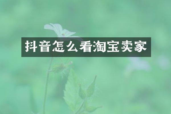 抖音怎么看淘宝卖家
