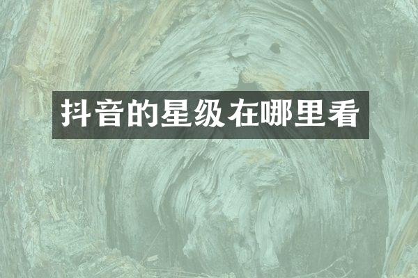 抖音的星级在哪里看