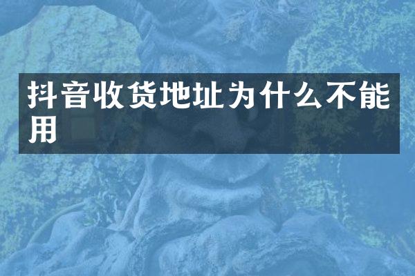 抖音收货地址为什么不能用