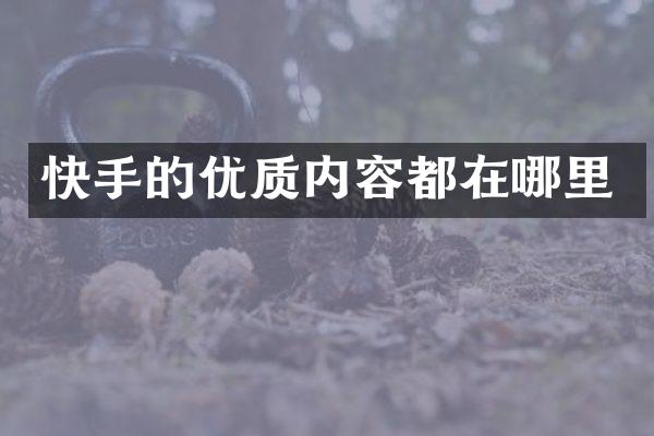 快手的优质内容都在哪里