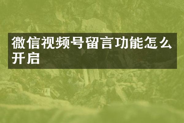 微信视频号留言功能怎么开启