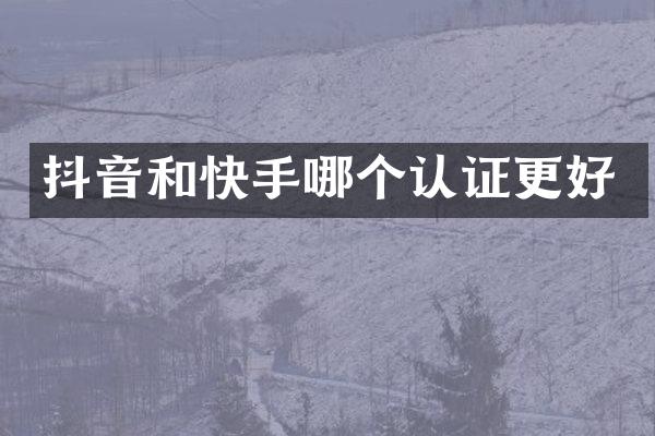 抖音和快手哪个认证更好