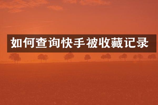 如何查询快手被收藏记录