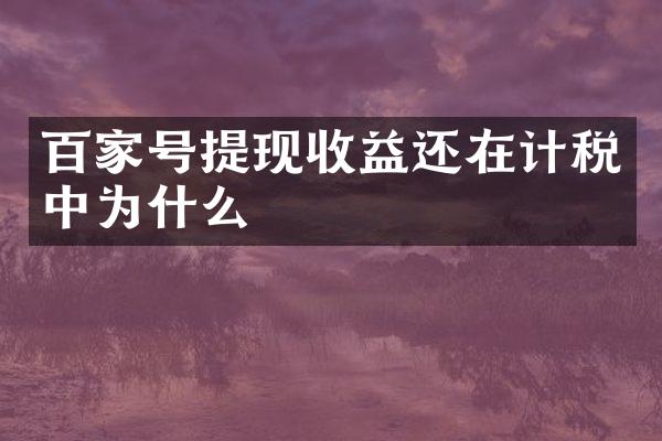 百家号提现收益还在计税中为什么