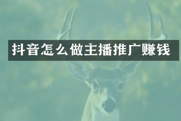 抖音怎么做主播推广赚钱