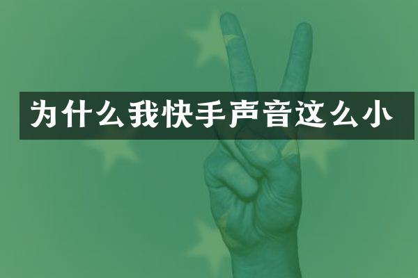 为什么我快手声音这么小