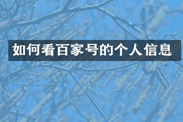 如何看百家号的个人信息
