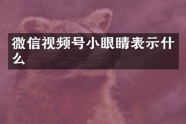 微信视频号小眼睛表示什么