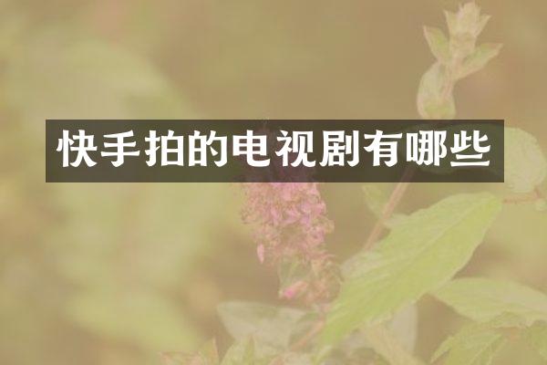 快手拍的电视剧有哪些