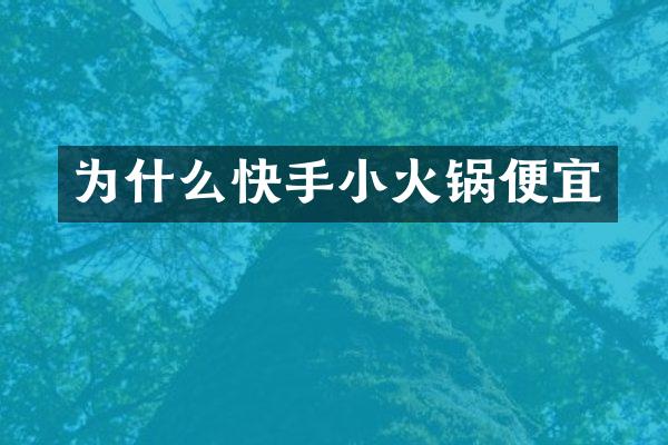 为什么快手小火锅便宜