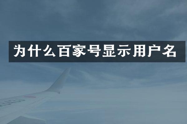 为什么百家号显示用户名