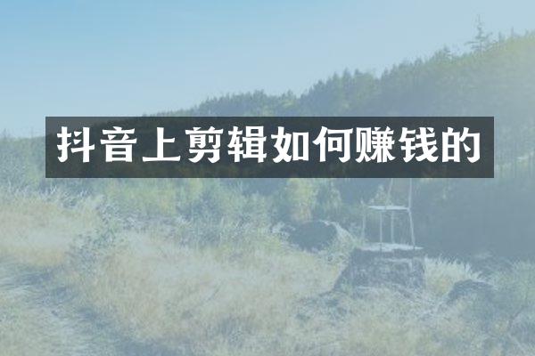 抖音上剪辑如何赚钱的