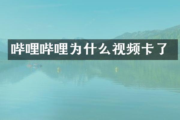 哔哩哔哩为什么视频卡了