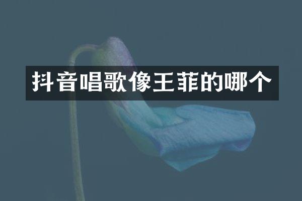 抖音唱歌像王菲的哪个