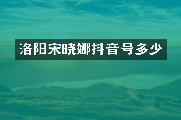 洛阳宋晓娜抖音号多少