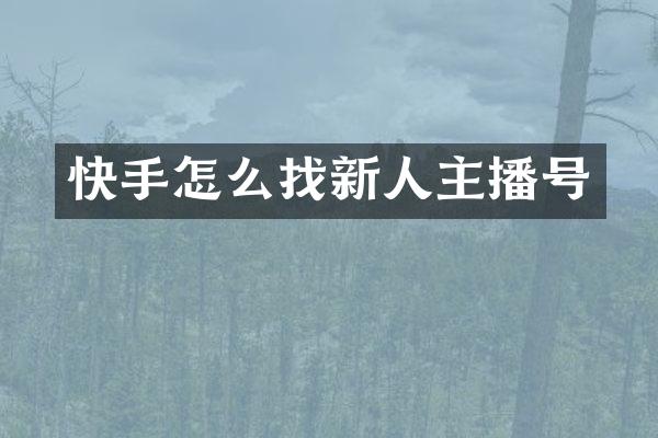 快手怎么找新人主播号