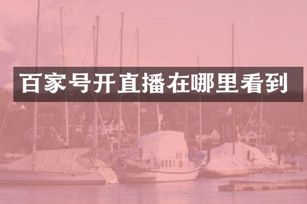 百家号开直播在哪里看到