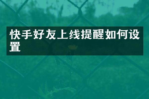 快手好友上线提醒如何设置