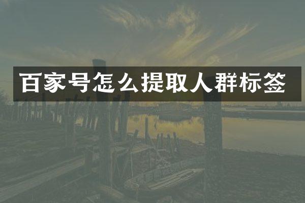 百家号怎么提取人群标签