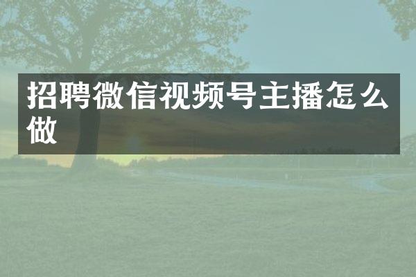 招聘微信视频号主播怎么做