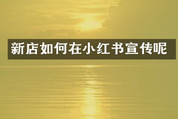 新店如何在小红书宣传呢
