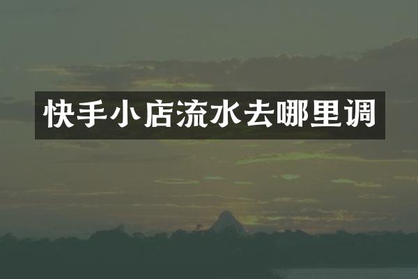 快手小店流水去哪里调