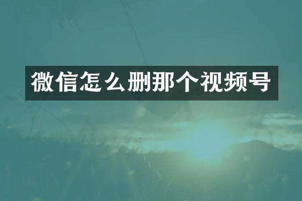 微信怎么删那个视频号