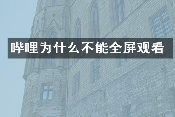 哔哩为什么不能全屏观看