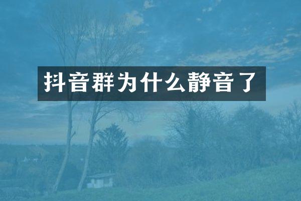 抖音群为什么静音了
