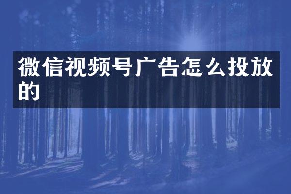 微信视频号广告怎么投放的