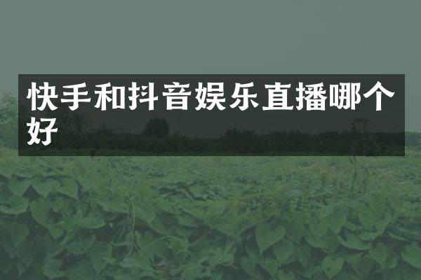 快手和抖音娱乐直播哪个好